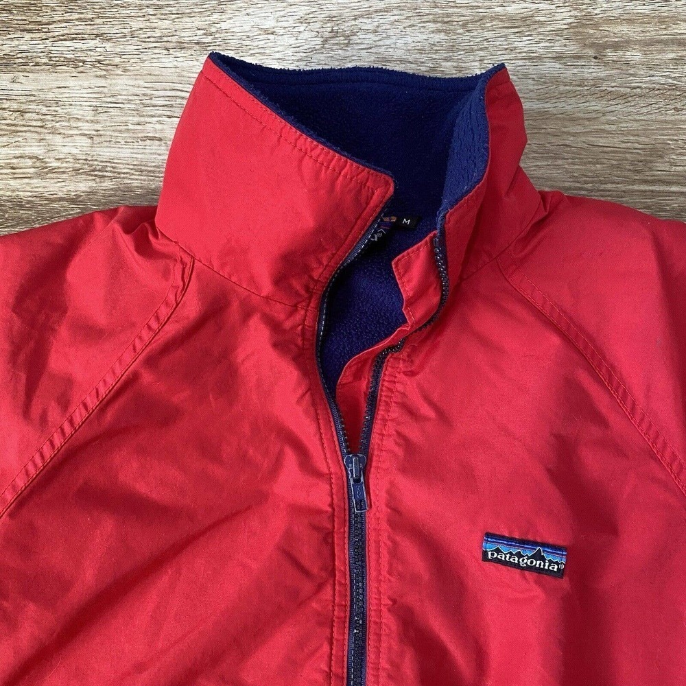 Patagonia Fleece Lined Bomber Jacket Mens Medium Red Made In USA - Picture 7 of 8